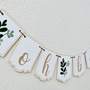 Oh Baby Greenery Banner,Baby Shower Decor,Party Garland,Mini Banner