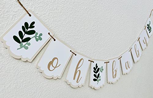 Oh Baby Greenery Banner,Baby Shower Decor,Party Garland,Mini Banner