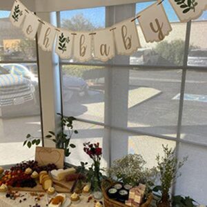 Oh Baby Greenery Banner,Baby Shower Decor,Party Garland,Mini Banner