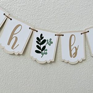 Oh Baby Greenery Banner,Baby Shower Decor,Party Garland,Mini Banner