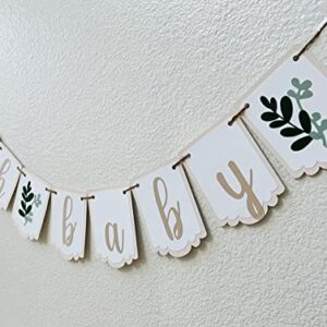 Oh Baby Greenery Banner,Baby Shower Decor,Party Garland,Mini Banner