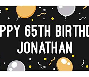 Birthday Graduation Retirement Celebration 2 Line Custom Text 24"x51" Happy Birthday Balloon Personalized Large Vinyl Banner Silver-Gold