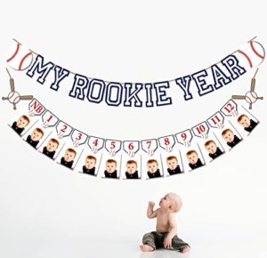 rookie year 1st birthday decorations,baseball 12 months photo banner,first birthday,baseball milestone banner
