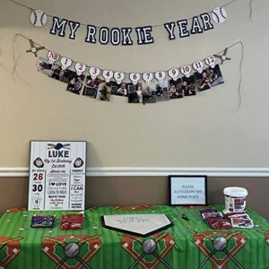 Rookie Year 1st Birthday Decorations,Baseball 12 Months Photo Banner,First Birthday,Baseball Milestone Banner