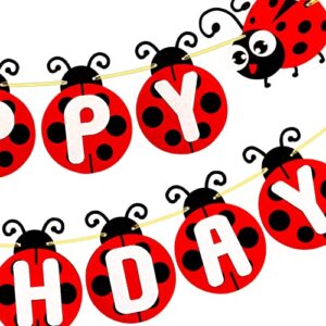 Ladybug Birthday Party Banner Little Ladybug Party Decoration Felt Ladybug Happy Birthday Banner for Ladybug Theme Baby Shower Supplies