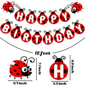 Ladybug Birthday Party Banner Little Ladybug Party Decoration Felt Ladybug Happy Birthday Banner for Ladybug Theme Baby Shower Supplies