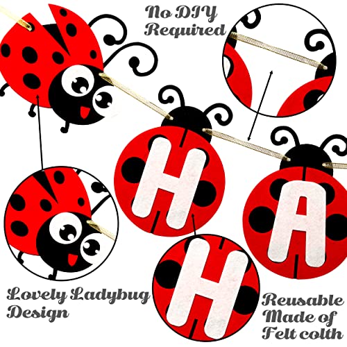 Ladybug Birthday Party Banner Little Ladybug Party Decoration Felt Ladybug Happy Birthday Banner for Ladybug Theme Baby Shower Supplies