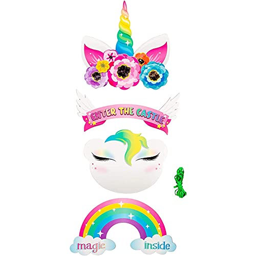 Unicorn Door Hanger - 2-Pack Welcome Sign for Princess Unicorn Themed Party Decoration, Easy DIY Assembly, Girls Birthday Party Supplies