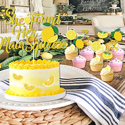 Lemon Bridal Shower Party Decoration Set She Found Her Main Squeeze Banner Cake Topper Rose Gold White Gold Balloons for Lemon Wedding Engagement Bachelorette Bride to Be
