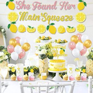 Lemon Bridal Shower Party Decoration Set She Found Her Main Squeeze Banner Cake Topper Rose Gold White Gold Balloons for Lemon Wedding Engagement Bachelorette Bride to Be