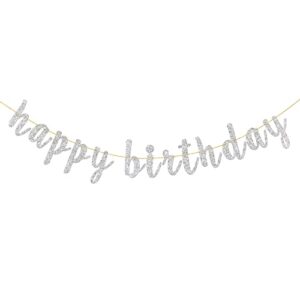 glitter silver happy birthday banner for 1st 13th 10th 18th 21st 30th 40th birthday banner sign – happy anniversary party bunting decoration