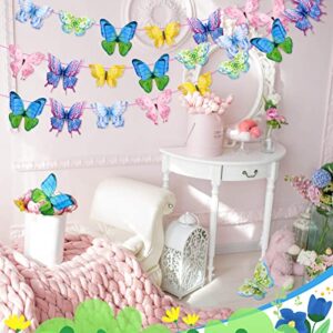Gueevin 60 Pcs 50 ft Butterfly Garland Butterfly Banner Butterfly Party Decorations Tea Party Decoration for Tea Party Fairy Party Butterfly Party Wedding Baby Shower