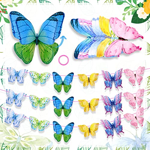 Gueevin 60 Pcs 50 ft Butterfly Garland Butterfly Banner Butterfly Party Decorations Tea Party Decoration for Tea Party Fairy Party Butterfly Party Wedding Baby Shower