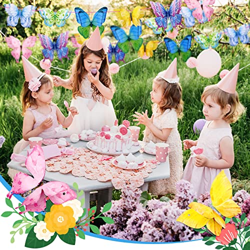 Gueevin 60 Pcs 50 ft Butterfly Garland Butterfly Banner Butterfly Party Decorations Tea Party Decoration for Tea Party Fairy Party Butterfly Party Wedding Baby Shower