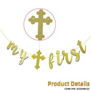 My First Holy Communion Banner, First Holy Communion Decorations (Gold)