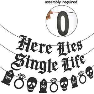 Here Lies Single Life Banner Garland for Halloween Bachelorette Party Gothic Bachelorette Party Decorations