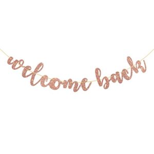 welcome back banner, returning home teenager homecoming theme party banner sign, housewarming / family party decorations, welcome home sign – rose gold