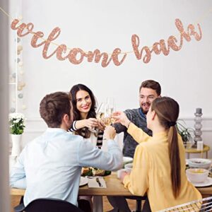 Welcome Back Banner, Returning Home Teenager Homecoming Theme Party Banner Sign, Housewarming / Family Party Decorations, Welcome Home Sign - Rose Gold