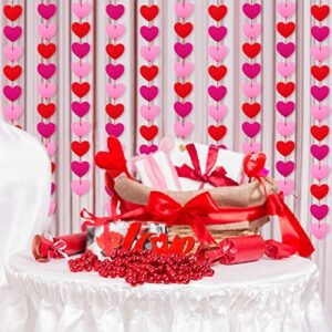 120 Pieces Felt Heart Garlands Heart Hanging String Garland Valentines Day Garland Decor with Red Rope for Valentines Anniversaries Wedding Party Supplies (Red, Pink, Rose Red) (Red, Pink, Rose Red)