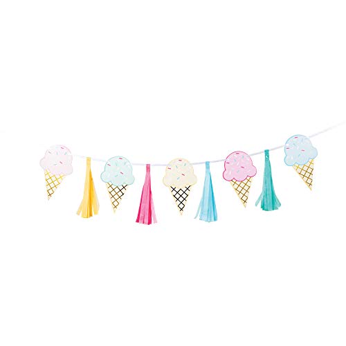 Creative Converting - 346416 Creative Converting Ice Cream Party Tassel Banner, 1 ct, Multi-color, Banner measures 8" x 56"