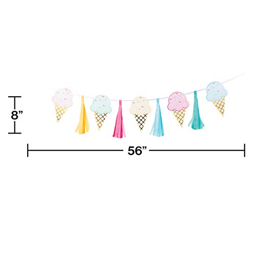 Creative Converting - 346416 Creative Converting Ice Cream Party Tassel Banner, 1 ct, Multi-color, Banner measures 8" x 56"