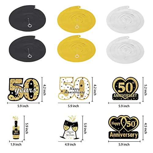 Happy 50th Anniversary Decorations Banner Balloon Hanging Swirls Kit, 50 Wedding Anniversary Sign Party Supplies, Fifty Year Anniversary Backdrop Decor for Indoor Outdoor