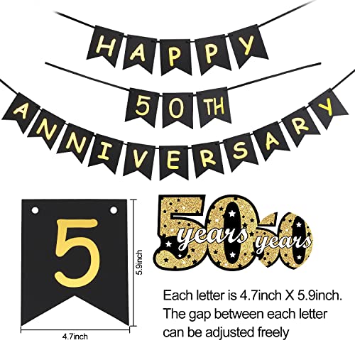 Happy 50th Anniversary Decorations Banner Balloon Hanging Swirls Kit, 50 Wedding Anniversary Sign Party Supplies, Fifty Year Anniversary Backdrop Decor for Indoor Outdoor