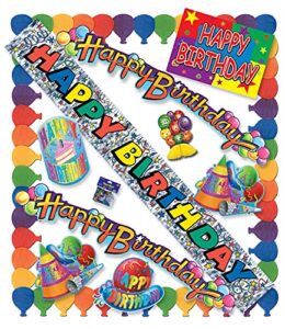 beistle colorful decorations supplies 11-piece rainbow happy birthday party kit, one size, multicolored