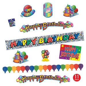Beistle Colorful Decorations Supplies 11-Piece Rainbow Happy Birthday Party Kit, One Size, Multicolored
