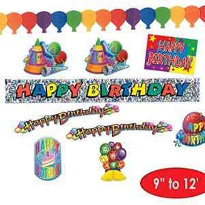 Beistle Colorful Decorations Supplies 11-Piece Rainbow Happy Birthday Party Kit, One Size, Multicolored