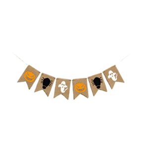 Halloween Decorations,Halloween Banner Halloween Burlap Multicolored Design Pumpkin Witch Bunting Banners for Halloween Party Decoration 1Set