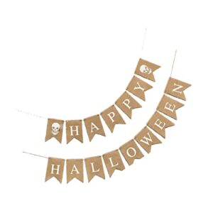 Halloween Decorations,Halloween Banner Halloween Burlap Multicolored Design Pumpkin Witch Bunting Banners for Halloween Party Decoration 1Set