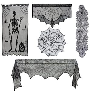 Halloween Decorations for Home Lace Spider Web Tablecloths Skull Scarves Curtains Horror House Halloween Party Decor Supplie