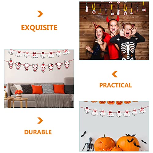 ABOOFAN 4Sets Zombie House Prop Mantel Indoor Theme Scary Doorways Halloween Ghost Shape Bunting Haunted Banner Pumpkin Banner, Skull Props Outdoor Wall Flag Decoration Houses of Banners Eyeball