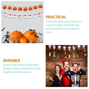 ABOOFAN 4Sets Zombie House Prop Mantel Indoor Theme Scary Doorways Halloween Ghost Shape Bunting Haunted Banner Pumpkin Banner, Skull Props Outdoor Wall Flag Decoration Houses of Banners Eyeball