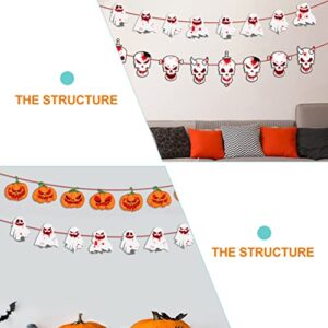 ABOOFAN 4Sets Zombie House Prop Mantel Indoor Theme Scary Doorways Halloween Ghost Shape Bunting Haunted Banner Pumpkin Banner, Skull Props Outdoor Wall Flag Decoration Houses of Banners Eyeball