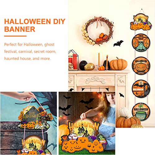 1Set Type Wall Flag House Supplies Couplets Decor Banners Porch Backdrop Decorative A DIY Pendants Hanging Yard Indoor for Bunting Plaques Stickers Style Treat Signs Festive