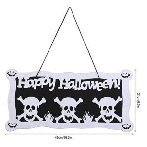 Halloween Banner, Halloween Door Banner Halloween Sign Clear Printing Decorative Rectangular Happy Halloween Banner for Bedroom Coffee Bar Garden halloween decorations(skull)