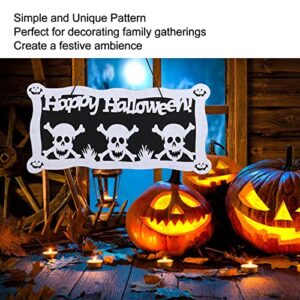 Halloween Banner, Halloween Door Banner Halloween Sign Clear Printing Decorative Rectangular Happy Halloween Banner for Bedroom Coffee Bar Garden halloween decorations(skull)