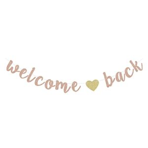 glitter welcome back banner returning home party paper sign teenager homecoming returning home retiring from the army decorations £¨rose gold£©
