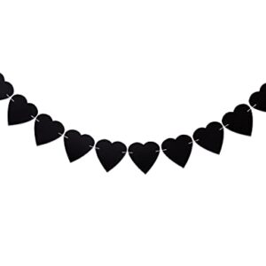 Gothic Wedding Decor - Old English Black Heart Banner - Wedding,Anniversary , Valentines banner (BLACK HEART)