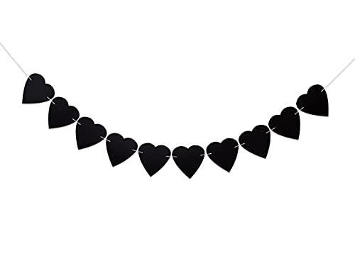 Gothic Wedding Decor - Old English Black Heart Banner - Wedding,Anniversary , Valentines banner (BLACK HEART)