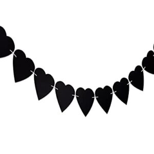 Gothic Wedding Decor - Old English Black Heart Banner - Wedding,Anniversary , Valentines banner (BLACK HEART)