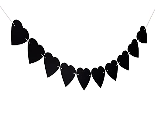 Gothic Wedding Decor - Old English Black Heart Banner - Wedding,Anniversary , Valentines banner (BLACK HEART)