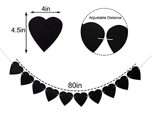 Gothic Wedding Decor - Old English Black Heart Banner - Wedding,Anniversary , Valentines banner (BLACK HEART)