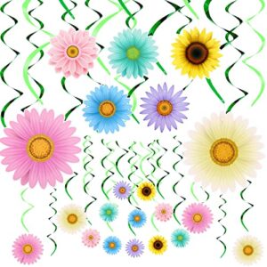42 pieces sun flowers hanging swirl decorations sunflower ceiling hanging decor back to school decor sunflower spring party decor for classroom blackboard decor