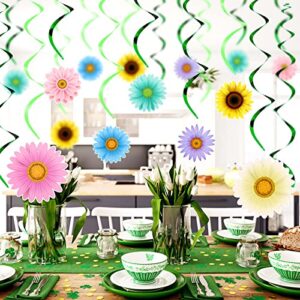 42 Pieces Sun Flowers Hanging Swirl Decorations Sunflower Ceiling Hanging Decor Back to School Decor Sunflower Spring Party Decor for Classroom Blackboard Decor