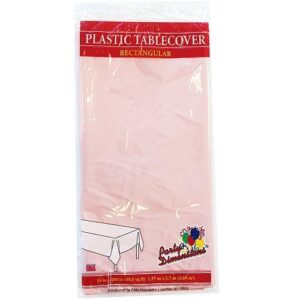 plastic party tablecloths – disposable, rectangular tablecovers – 4 pack – pink – by party dimensions