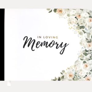 magnolia memorial funeral guest book – elegant in loving memory memorial service guest book for funeral with matching share a memory table stand – 200 guests entries with name & address, hardcover