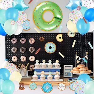 Levfla Blue Donut Balloons Garland Boy Pastel Green Decoration Kits Sprinkles Confetti Doughnut Backdrop with Cutouts Kids Birthday Party Balloons Arch Photo Props Favor Ideas Supplies